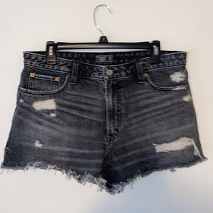 Women’s A&F Distressed Black Denim Shorts